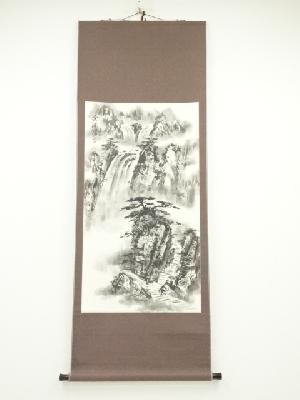 壬申筆　山水　肉筆紙本掛軸